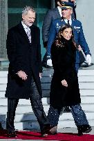 Royals Attend Official Farewell Ceremony At Airport - Madrid