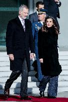 Royals Attend Official Farewell Ceremony At Airport - Madrid