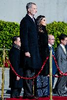 Royals Attend Official Farewell Ceremony At Airport - Madrid