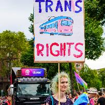 Trans Rights Advocacy At CSD Parade In Mannheim. Celebrating Diversity And Equality