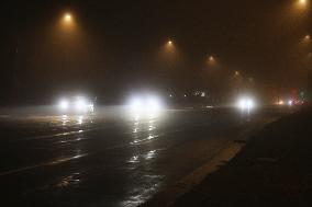 Fog Causing Near-zero Visibility Blankets Toronto, Canada