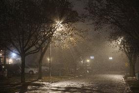 Fog Causing Near-zero Visibility Blankets Toronto, Canada