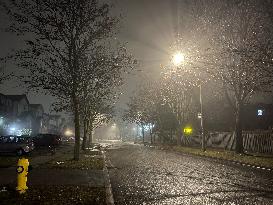 Fog Causing Near-zero Visibility Blankets Toronto, Canada