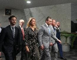 Secretary Of Defense Nominee Pete Hegseth, Accompanied By His Wife Jennifer In Washington