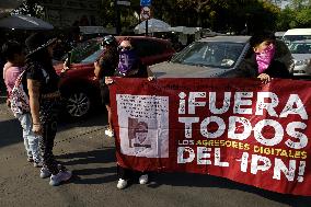 Victims Of Sexual And Digital Violence Demonstrate Outside The National Polytechnic Institute, Mexico City