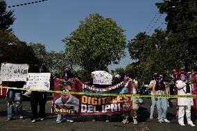 Victims Of Sexual And Digital Violence Demonstrate Outside The National Polytechnic Institute, Mexico City