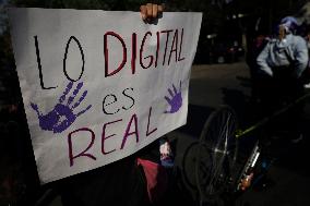 Victims Of Sexual And Digital Violence Demonstrate Outside The National Polytechnic Institute, Mexico City