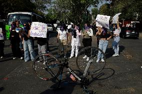 Victims Of Sexual And Digital Violence Demonstrate Outside The National Polytechnic Institute, Mexico City