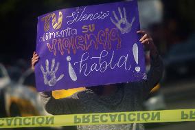 Victims Of Sexual And Digital Violence Demonstrate Outside The National Polytechnic Institute, Mexico City