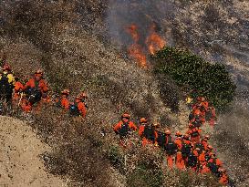 Wildfire Roars Into Malibu - LA