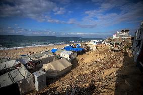 Displaced Live In Makeshift Shelters - Gaza