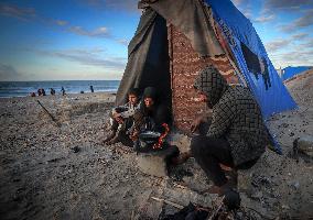 Displaced Live In Makeshift Shelters - Gaza