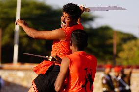 Indian Soldiers Practice Martial Arts - India