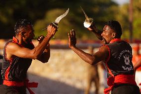 Indian Soldiers Practice Martial Arts - India