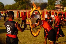 Indian Soldiers Practice Martial Arts - India