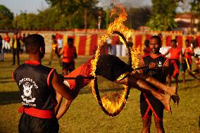 Indian Soldiers Practice Martial Arts - India