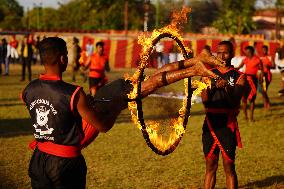 Indian Soldiers Practice Martial Arts - India