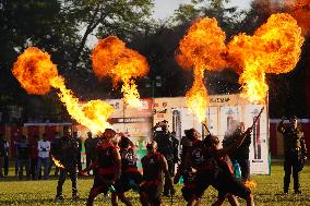 Indian Soldiers Practice Martial Arts - India