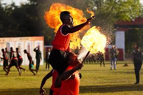 Indian Soldiers Practice Martial Arts - India