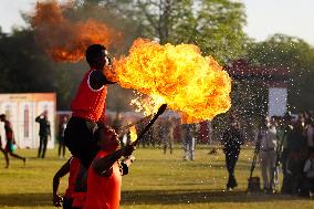 Indian Soldiers Practice Martial Arts - India