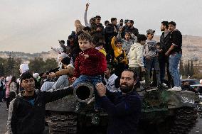 Syrians Celebrate Assad Fall - Damascus