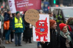 Public Sectors Workers Go On Strike In Cologne