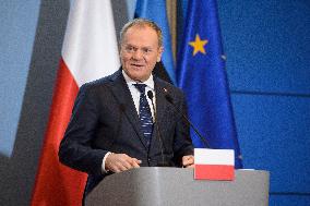 Polish PM Donald Tusk Meets Estonia's PM Michal Kristen.