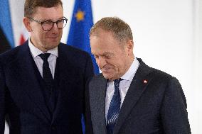 Polish PM Donald Tusk Meets Estonia's PM Michal Kristen.