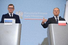 Polish PM Donald Tusk Meets Estonia's PM Michal Kristen.