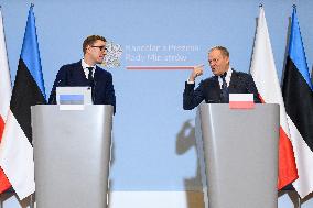 Polish PM Donald Tusk Meets Estonia's PM Michal Kristen.