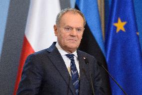 Polish PM Donald Tusk Meets Estonia's PM Michal Kristen.