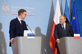 Polish PM Donald Tusk Meets Estonia's PM Michal Kristen.