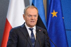 Polish PM Donald Tusk Meets Estonia's PM Michal Kristen.