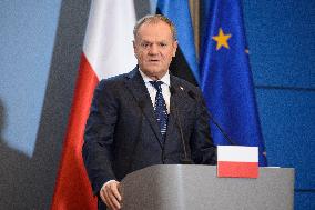 Polish PM Donald Tusk Meets Estonia's PM Michal Kristen.