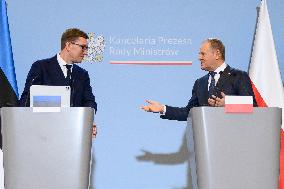 Polish PM Donald Tusk Meets Estonia's PM Michal Kristen.