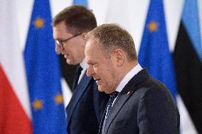 Polish PM Donald Tusk Meets Estonia's PM Michal Kristen.