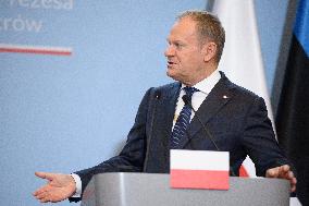 Polish PM Donald Tusk Meets Estonia's PM Michal Kristen.