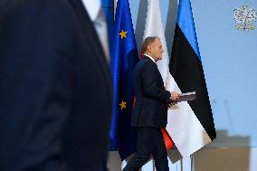 Polish PM Donald Tusk Meets Estonia's PM Michal Kristen.