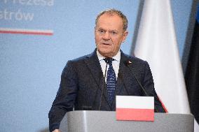 Polish PM Donald Tusk Meets Estonia's PM Michal Kristen.