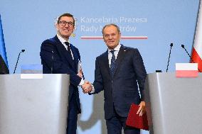 Polish PM Donald Tusk Meets Estonia's PM Michal Kristen.