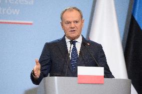 Polish PM Donald Tusk Meets Estonia's PM Michal Kristen.