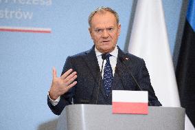 Polish PM Donald Tusk Meets Estonia's PM Michal Kristen.