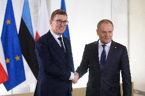 Polish PM Donald Tusk Meets Estonia's PM Michal Kristen.