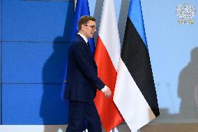 Polish PM Donald Tusk Meets Estonia's PM Michal Kristen.