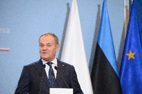 Polish PM Donald Tusk Meets Estonia's PM Michal Kristen.