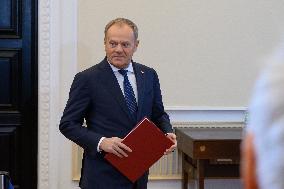 Polish PM Donald Tusk Meets Estonia's PM Michal Kristen.