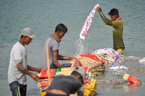 Cement Bags Washed In The Heavy Polluted Surma River - Bangladesh