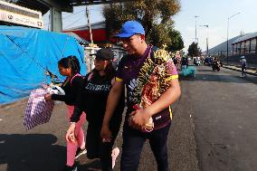 Pilgrims Arrive For Virgin Of Guadalupe Day - Mexico City