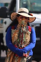 Pilgrims In Their Journey To The Basilica Of Guadalupe