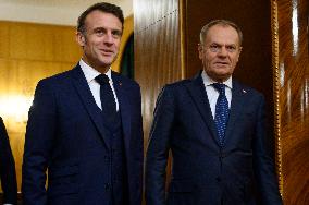 Polish PM Donald Tusk Bilateral Meeting With  French President Emmanuel Macron.